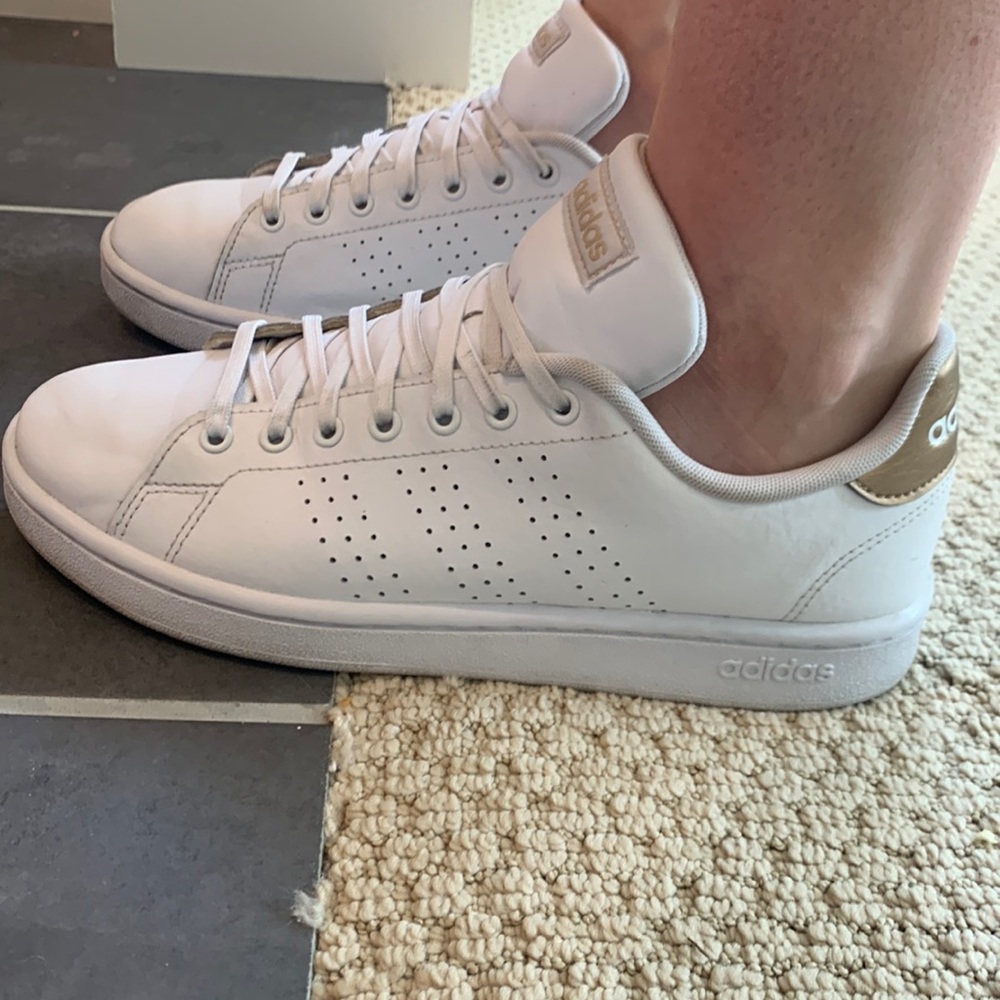White and gold adidas